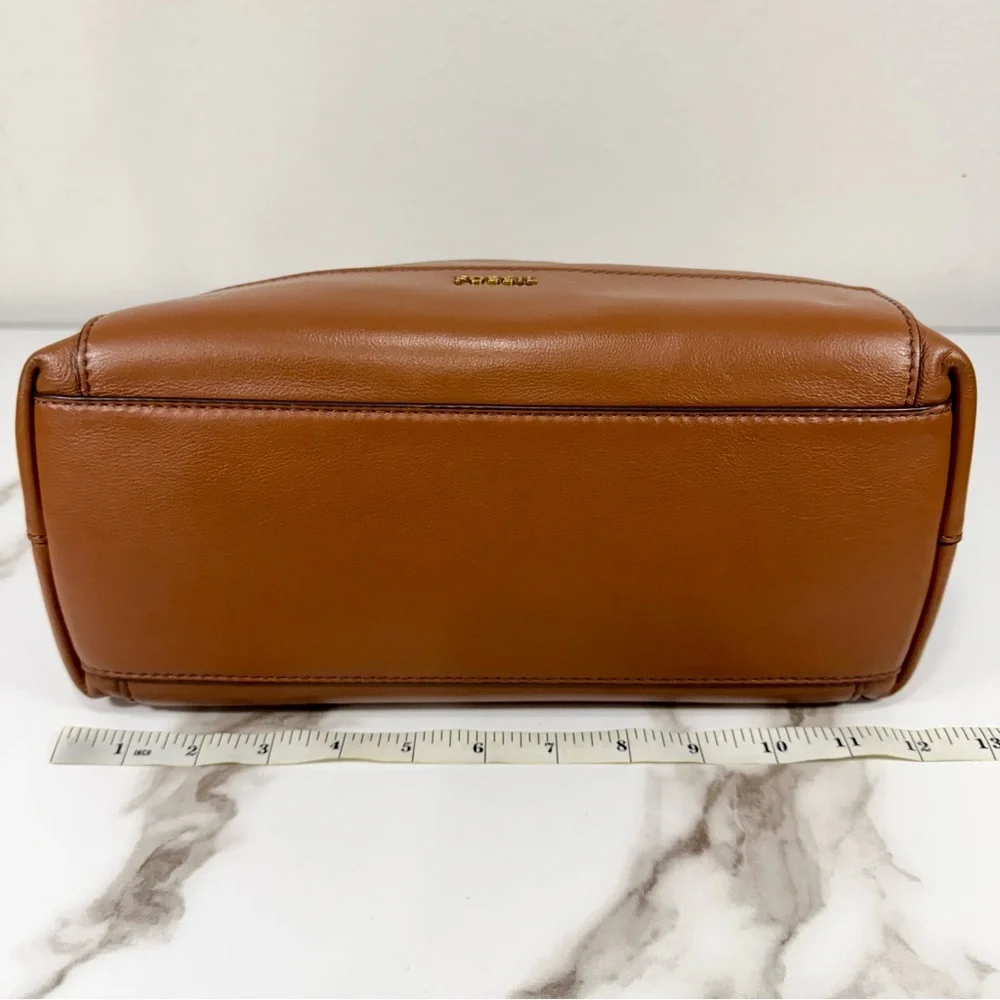Fossil Reversible Slouchy Brown Tan Leather Metallic Rose Gold Handbag Tote Bag - Picture 14 of 16